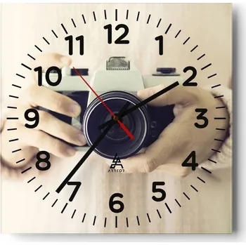 Hodiny Nástěnné hodiny do obýváku 40x40 Fotoaparát Tichý chod Hodiny na skle Bez hlučnosti