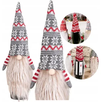 Vánoční dekorace VÁNOČNÍ OBAL NA VÍNO LÁHEV Pouzdro OBLEČENÍ Skřítek VÁNOČNÍ DEKORACE