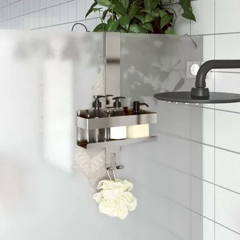 vidaXL Závěsný sprchový držák matně kartáčovaná nerezová ocel304 [4004902] Barva: Stříbrná