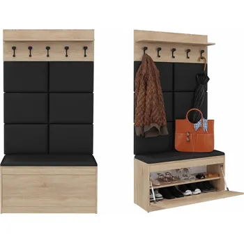 Šatní skříň Šatní skříň EMI 100 cm botník věšák čalouněné panely dub sonoma
