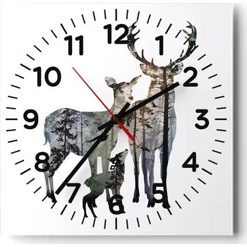 Hodiny Kuchyňské nástěnné hodiny 30x30 Zvířata Skleněné hodiny do obýváku Moderní Tiché