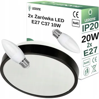 STROPNÍ SVÍTIDLO černá stropní lampa 20W LED na E27