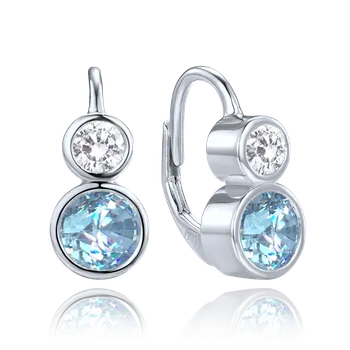 Náušnice Moonlit Elegantní stříbrné minimalistické náušnice s modrým a čirým zirkonem