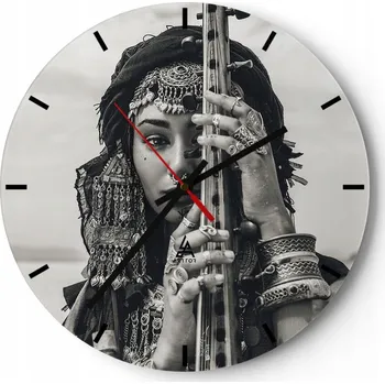 Hodiny Nástěnné hodiny do kuchyně 30x30 Žena Skleněné hodiny do obýváku Loft Tiché