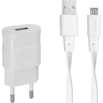Riva Power 4111 WD1 síťová nabíječka 1.0 A/ 1 USB, bílá + micro USB kabel