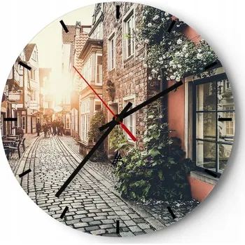 Hodiny Nástěnné hodiny do kuchyně 30x30 Město Skleněné hodiny do obýváku Loft Tiché