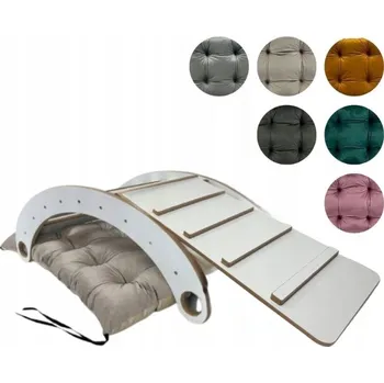 Dětská houpačka Houpačka Montessori DŘEVĚNÁ + Skluzavka/Žebříček + Polštář velurový CE