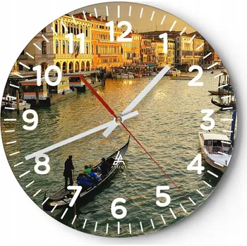 Hodiny Nástěnné hodiny do obýváku 40x40 Město Kulatý Hodiny na skle Loft Tiché