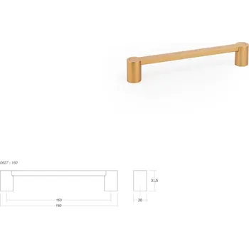 Nábytkové kování Nábytková úchytka VIEFE 0627 FUSION rozteč 160 mm, délka 180 mm, mosaz cava