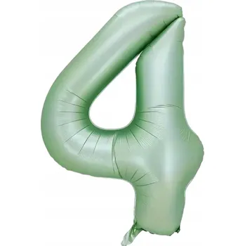 Balónek VELKÝ ZELENÝ fóliový balónek ČÍSLICE 4 100 cm PISTÁCIOVÁ zeleň PASTELOVÁ