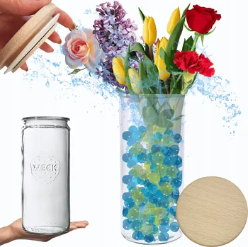 Sklenice Zavařovací Sklenice Weck 1,5 l láhev MOLD žáruvzdorná dřevěné víko 1 Ks CYLINDER