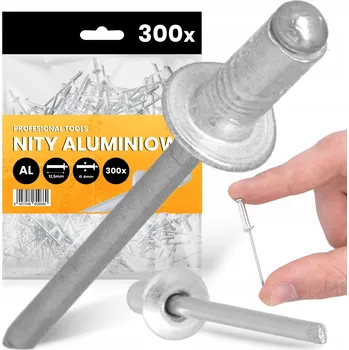 Nýt 300x TRHACÍ NÝTY 4x12,5 mm HLINÍKOVÉ Ocelové Pozinkované NEREZOVÉ Nýt