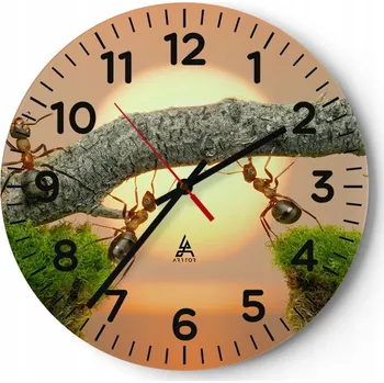 Hodiny Nástěnné hodiny do obýváku 40x40 Natura Kulatý Skleněné hodiny Loft Tiché