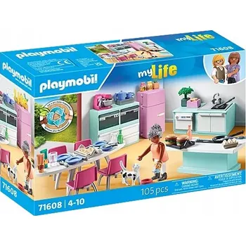 Stavebnice Playmobil PLAYMOBIL MY LIFE 71608 Kuchyně s jídelnou, hrací set +4 roky
