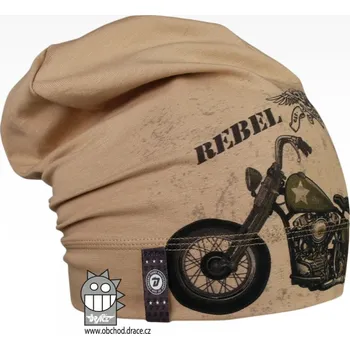 Čepice Bavlněná čepice Dráče - Polo 55, béžová, motorka Barva: Béžová, Velikost: 54-56