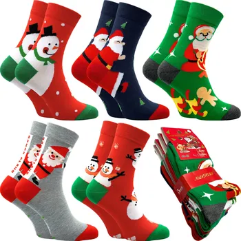 Pánské ponožky 5x Vánoční PONOŽKY Pánské Bavlněné DÁREK Vánoce Mikuláš 40-43