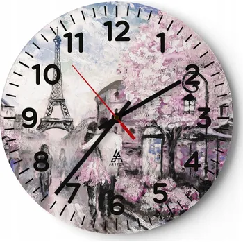 Hodiny Nástěnné hodiny do obýváku 40x40 Město Kulatý Hodiny na skle Loft Tiché