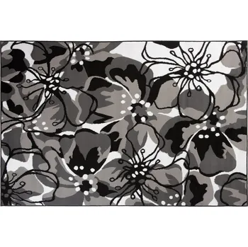 Obraz Koberec KVĚTINY turecký 180x250 bcf šedý s květinami macešky maya černý