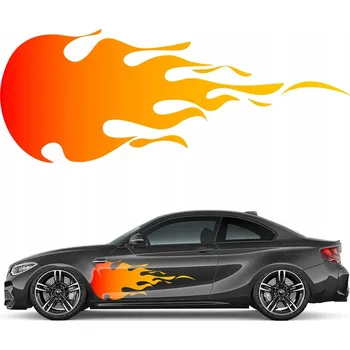 Samolepicí dekorace na vozidlo Barevná NÁLEPKA NA AUTO Oheň Plameny Plamen Fire 60x156 cm