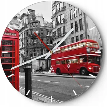 Hodiny Nástěnné hodiny do kuchyně 30x30 Město Skleněné hodiny do obýváku Loft Tiché