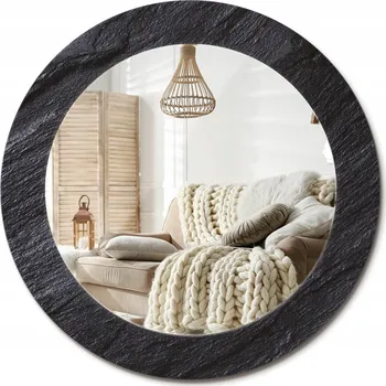 Zrcadlo Kulaté nástěnné dekorativní zrcadlo v skleněném rámu Černý kámen průměr 60 cm