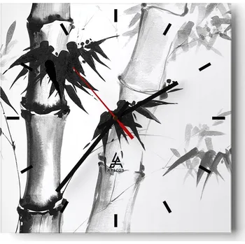 Hodiny Velké nástěnné hodiny 40x40 cm Bambusové skleněné hodiny Čtvercové Tiché