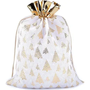 Vánoční dekorace Vánoční dárkový pytlík velký 30x40 cm imitace juty Varianta: 1 bílá, Balení: 1 ks