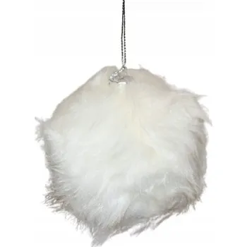 Vánoční dekorace VÁNOČNÍ KOULE Z FUTERKA BÍLÁ NEBO ŠEDÁ 10CM