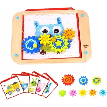 Dřevěná hračka Skládačka Tooky Toy Smily s kolečky 14 dílků