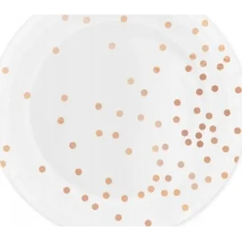 Talíř Papírové talíře bílé s puntíky růžové zlato 23 cm