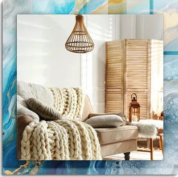 Zrcadlo Dekorativní nástěnné zrcadlo s potiskem Abstraktní Mramor Pryskyřice 60x60 cm