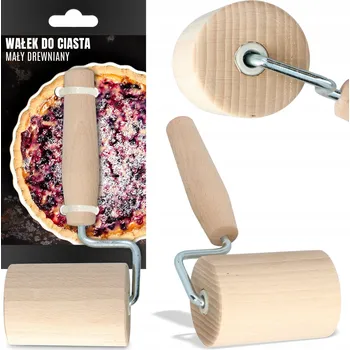 Obraz MALÝ DŘEVĚNÝ VÁLEČEK NA TĚSTO NA PIROHY, PIZZU A DEKORACE, UNIVERZÁLNÍ S RUKOJETÍ Q6