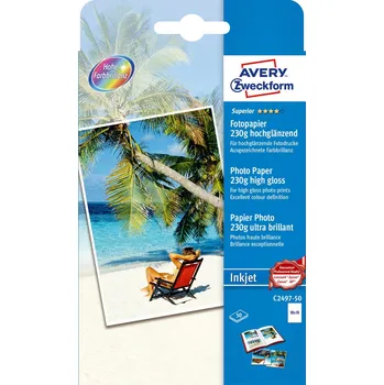 Fotopapír AVERY Fotopapír Superior pro inkoust, 10x15 cm, 230g, 50 listů, vysoký lesk - C2497-50