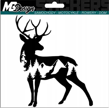 Samolepicí dekorace na vozidlo SAMOLEPKA na auto JELEN KRAJINA HORY 13x15 cm