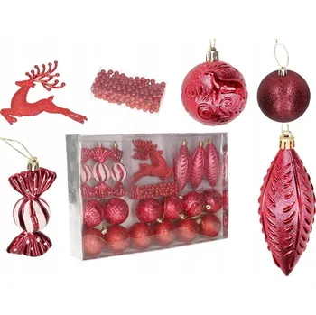 Vánoční dekorace PLASTOVÉ VÁNOČNÍ VÁNOČNÍ BAŇKY VELKÁ SADA 25 KS