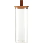 EH Excellent Houseware Skleněná dóza s dřevěným víkem, hermetické uzavření, transparentní, 1,9 l