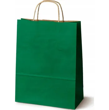 Nákupní taška Papírová taška Allbag 240x100x320mm ZELENÁ A4 EKO s krouceným uchem, 25 ks