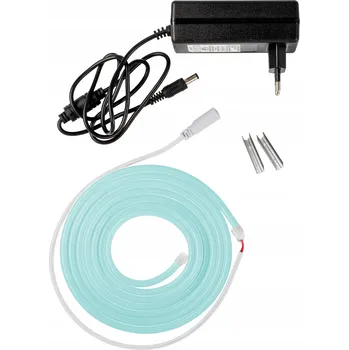 LED páska NEON LED FLEX voděodolný ohebný set s napájecím zdrojem ledově modrá 1m