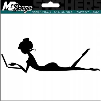 Samolepicí dekorace na vozidlo NÁLEPKA na auto ŽENA Ležící PRACUJÍCÍ 5x15