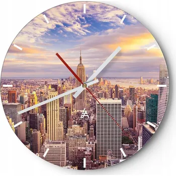 Hodiny Nástěnné hodiny do kuchyně 30x30 Město Skleněné hodiny do obýváku Loft Tiché