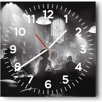 Hodiny Nástěnné hodiny do obýváku 40x40 Bar Bezhlučné hodiny na skle Stylové Tiché