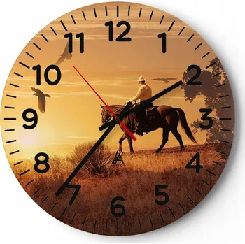 Hodiny Kuchyňské nástěnné hodiny 30x30 Kůň Moderní skleněné hodiny Obývací pokoj Tichý