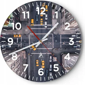 Hodiny Nástěnné hodiny do obýváku 40x40 Jork Kulatý Skleněné hodiny Loft Tiché