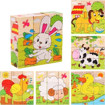 ostatní stavebnice Sada dřevěných kostek Drobiazgarnia 9 dílů