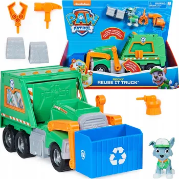 Figurka Tlapková patrola velký popelářský vůz Rocky, vozidlo na recyklaci + figurka