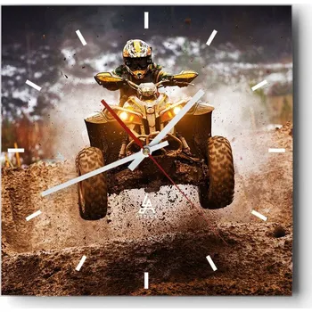 Hodiny Velké nástěnné hodiny na zeď 40x40 Sport Skleněné hodiny Čtvercové Tiché