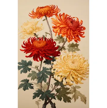 Plakát Plakát Tančící Chryzantémy bez rámu 61 x 91,5 cm