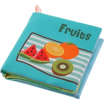 Hračka pro nejmenší Měkká, šustící, kontrastní knížka pískací - Fruits