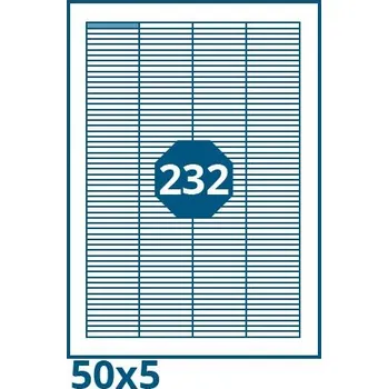 Speciální papír Print etikety 50x5mm 232 etiket na A4 100 listů, bílé -