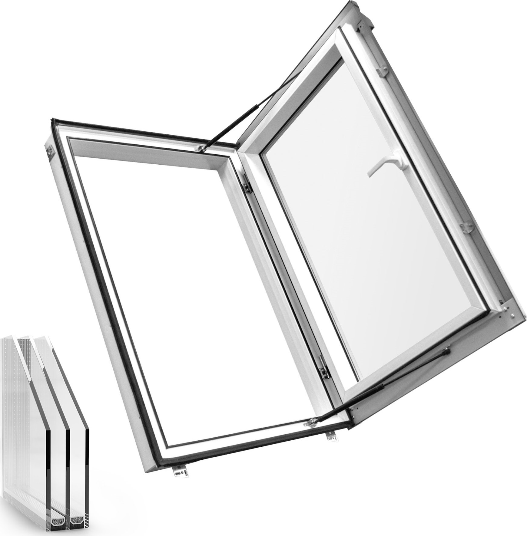 Střešní výlez Skylight SUPRO LOFT Barva interiéru: Bílá, Barva exteriéru: Šedá RAL 7043, Rozměr: 55 x 78 cm